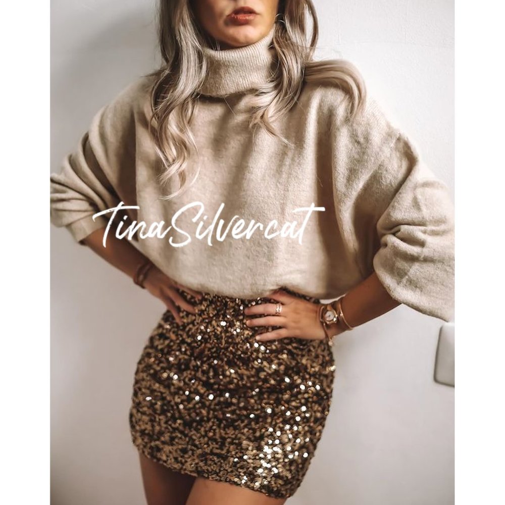 BLOGGER'S FAVE! Zara Gold Sequin High-Waisted Mini Skirt Sz XS & S XNWT_3